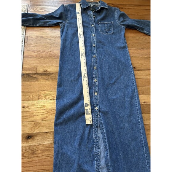 Ralph Lauren Vintage Denim Cotton Button Midi Dress Size Medium Western Chic - Picture 7 of 10